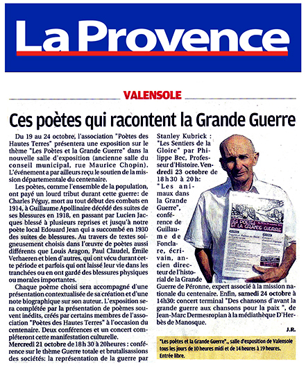 La Provence article Poetes des Hautes Terres
